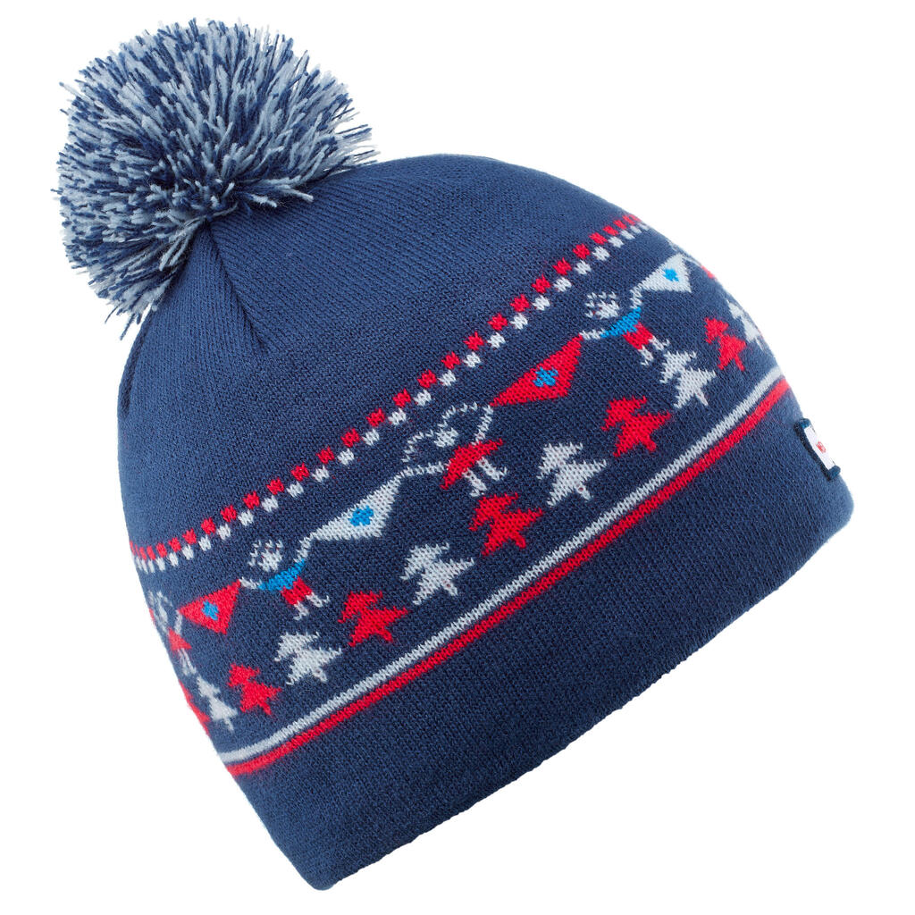 KIDS’ SKI HAT - JACQUARD - PINK TURQUOISE