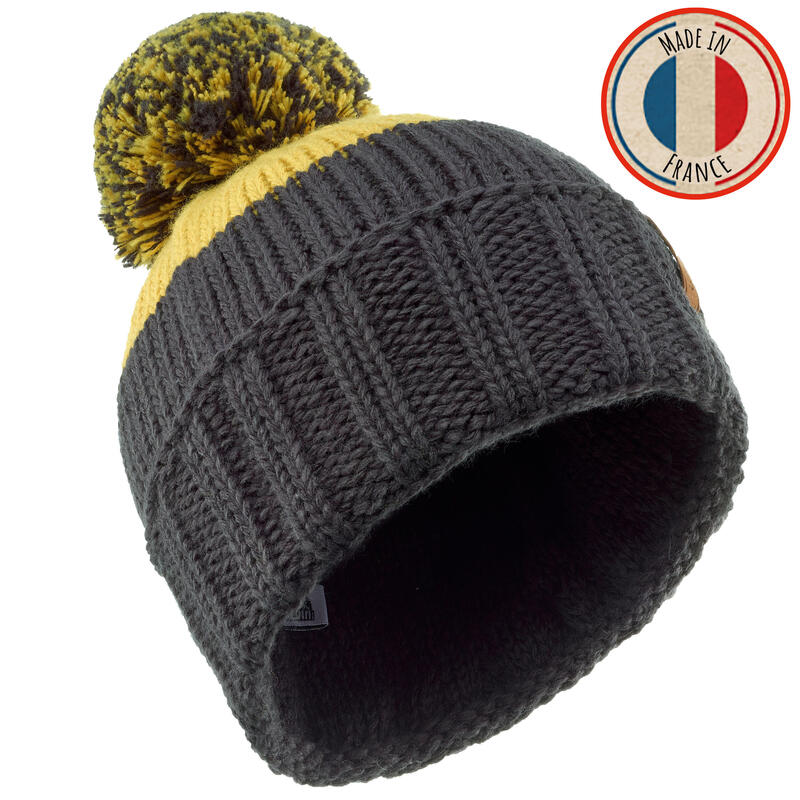 BONNET DE SKI GRAND NORD ENFANT MADE IN FRANCE GRIS FONCE-OCRE