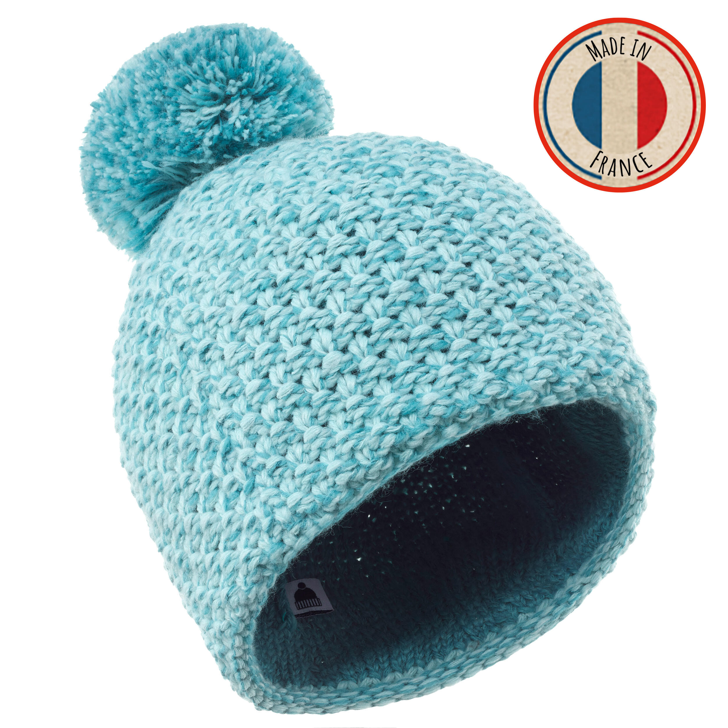 WEDZE KIDS’ SKI HAT - MADE IN FRANCE - TIMELESS - TURQUOISE
