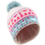 KIDS’ SKI HAT - JACQUARD - PINK TURQUOISE