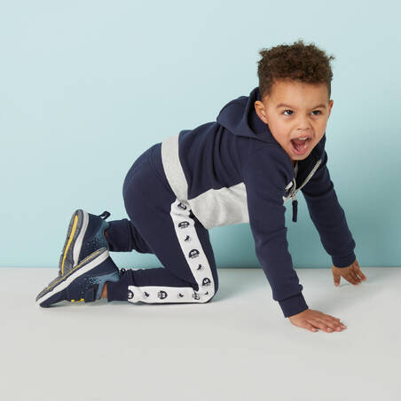 Baby's Basic Zip-Up Sweatshirt - Blue/Grey With Design