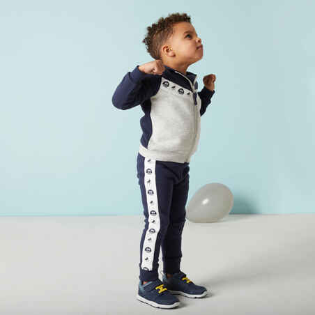 Baby's Basic Warm Jogging Bottoms - Blue With Design