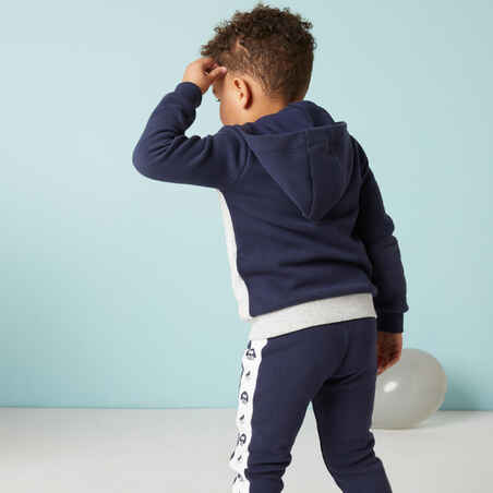 Baby's Basic Warm Jogging Bottoms - Blue With Design