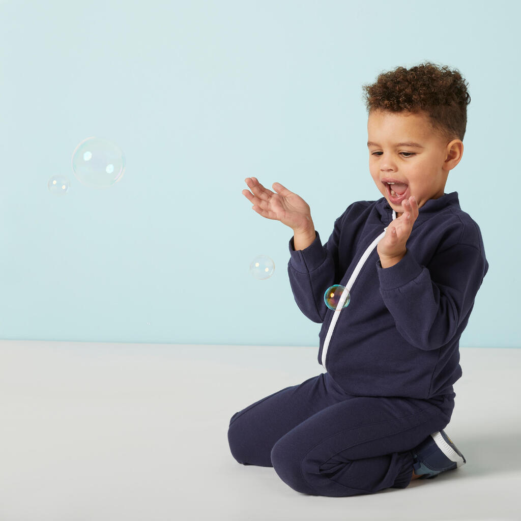 Kids' Warm Regular-Fit Tracksuit Basic - Navy Blue