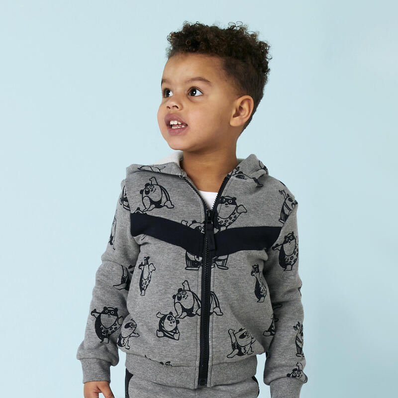 Baby's Basic Zip-Up Sweatshirt - Grey With Design