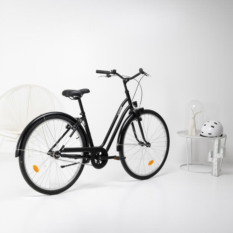 Városi kerékpár Elops 100 alacsony vázas, fekete