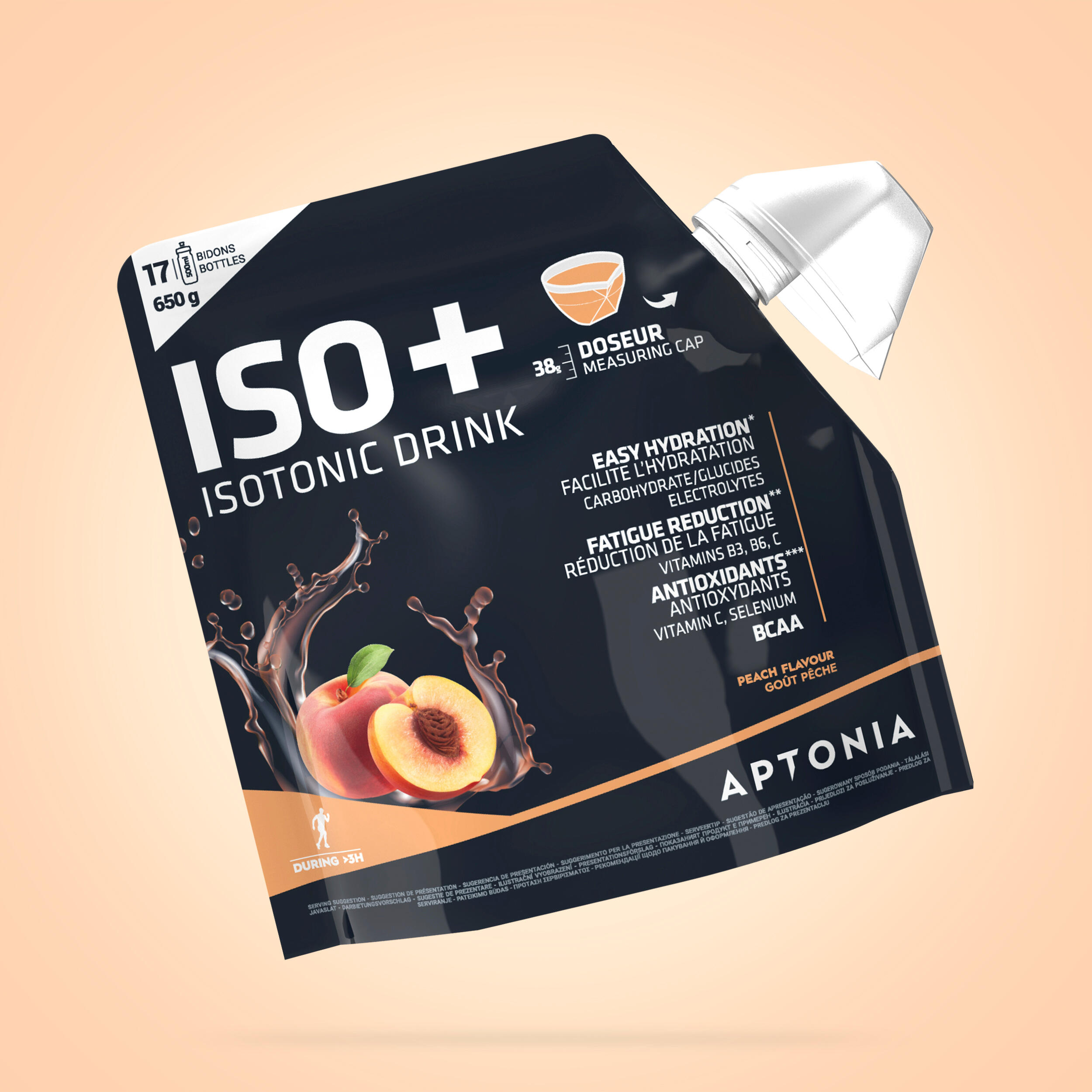 Băutură Izotonică Pudră ISO+ Piersică 650 g APTONIA imagine 2022 topbody.ro