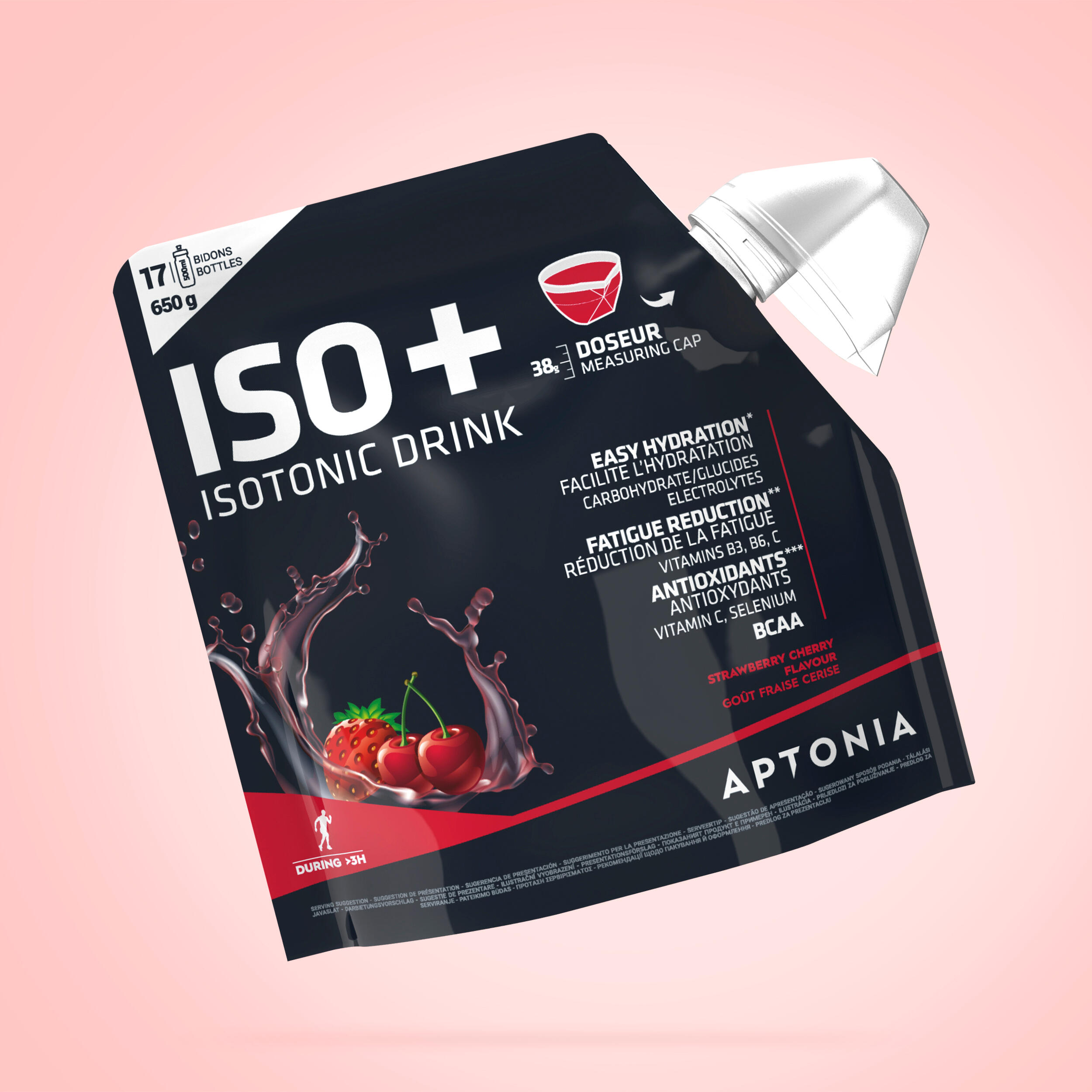 Băutură Izotonică Pudră Iso+ Căpşune-Cireşe 650 g