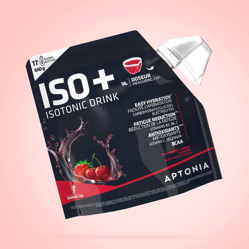 Bebida isotónica em pó ISO+ Morango-Cereja 650 g