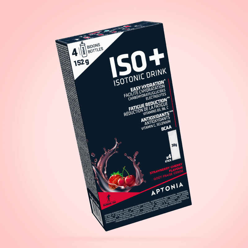 Iso+-Getränkepulver Erdbeere/Kirsche 4 × 38 g