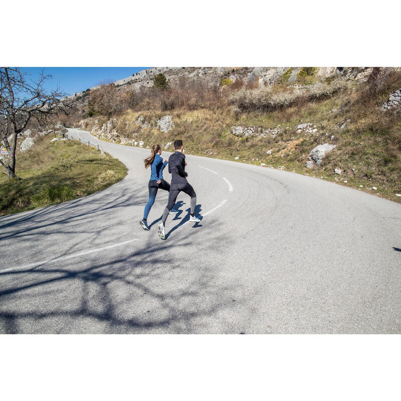 Erkek Siyah Gri Sarı Uzun Kollu Koşu Tişörtü / Yol Koşusu - KIPRUN WARM