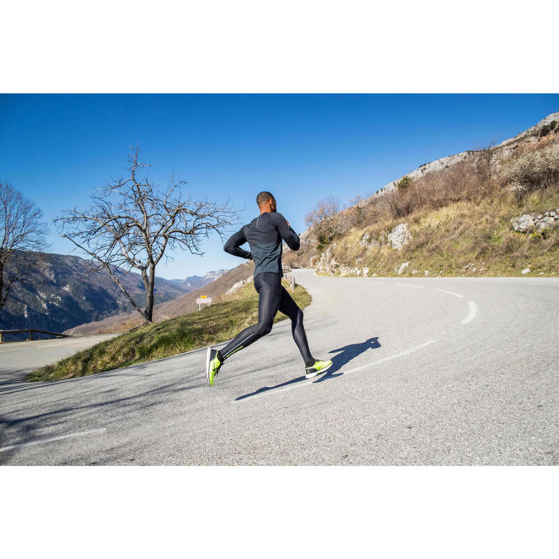 Bluză fără cusături alergare pe asfalt KIPRUN Run 500 Confort Negru Bărbați
