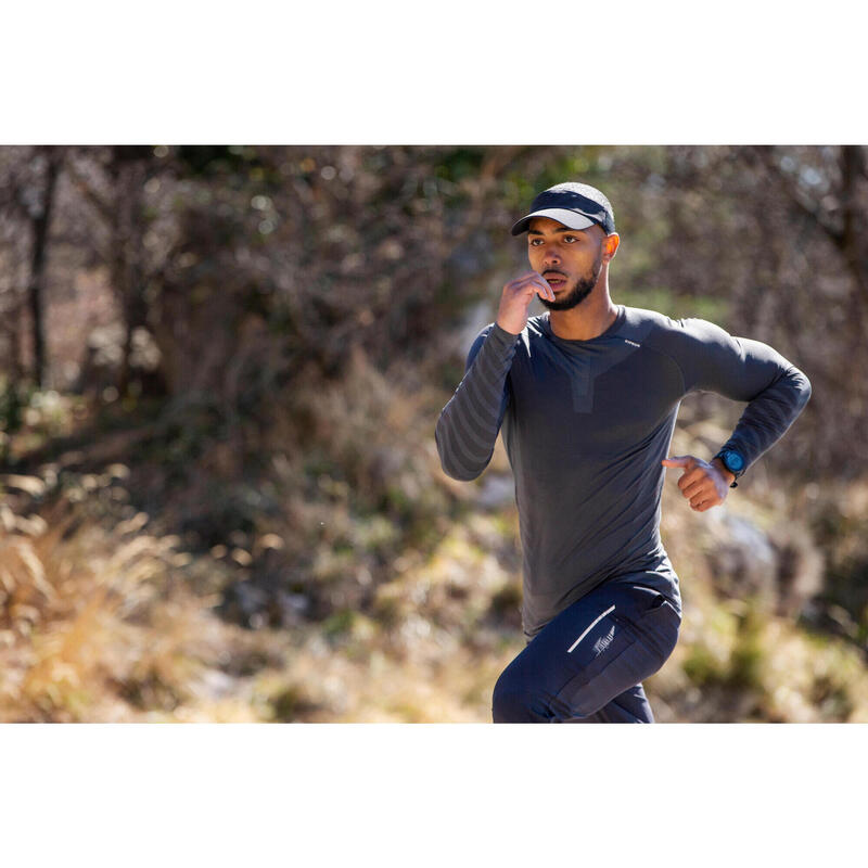 Laufshirt langarm Herren atmungsaktiv Winter - Kiprun Skincare grau