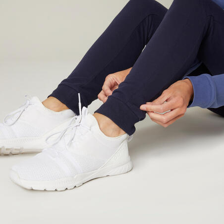 Pantalón de fitness tipo jogger para mujer - Mayoritariamente algodón - Corte ajustado - 520 - Azul marino 