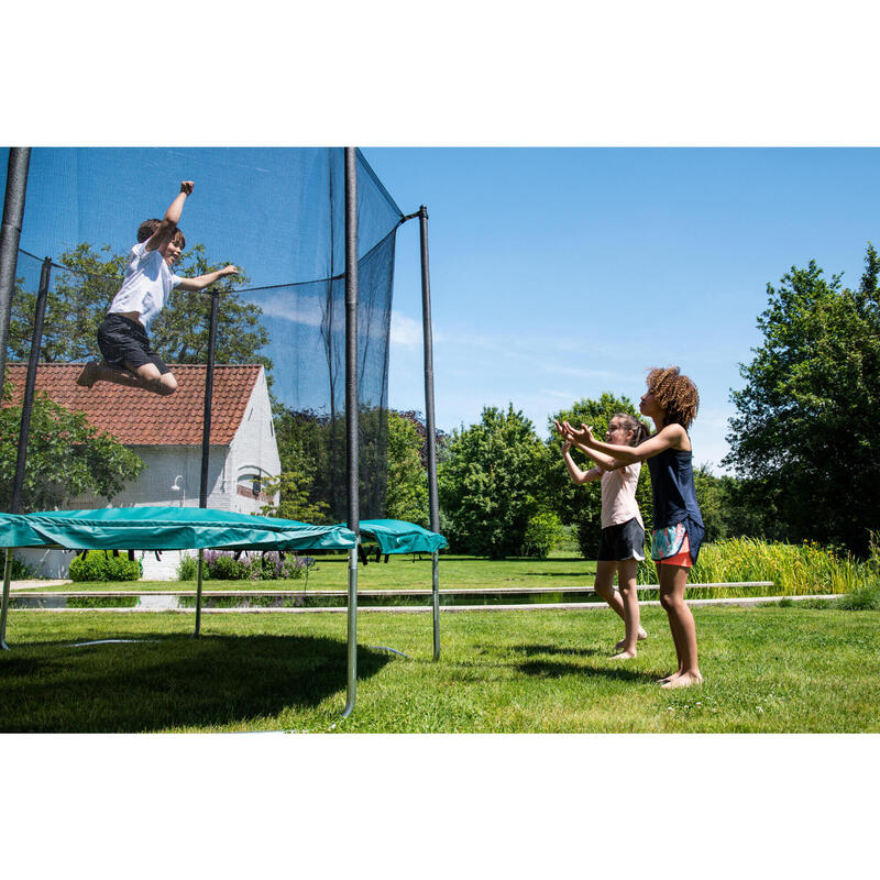 ACHTHOEKIGE TRAMPOLINE 300 MET VEILIGHEIDSNET