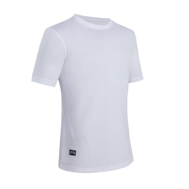 Men's Short-Sleeved Straight-Cut Crew Neck Cotton Fitness T-Shirt 540 - White