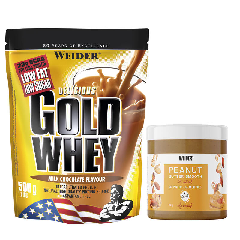 Protéine GOLD WHEY Chocolat 500gr + beurre de cacahuète 180gr