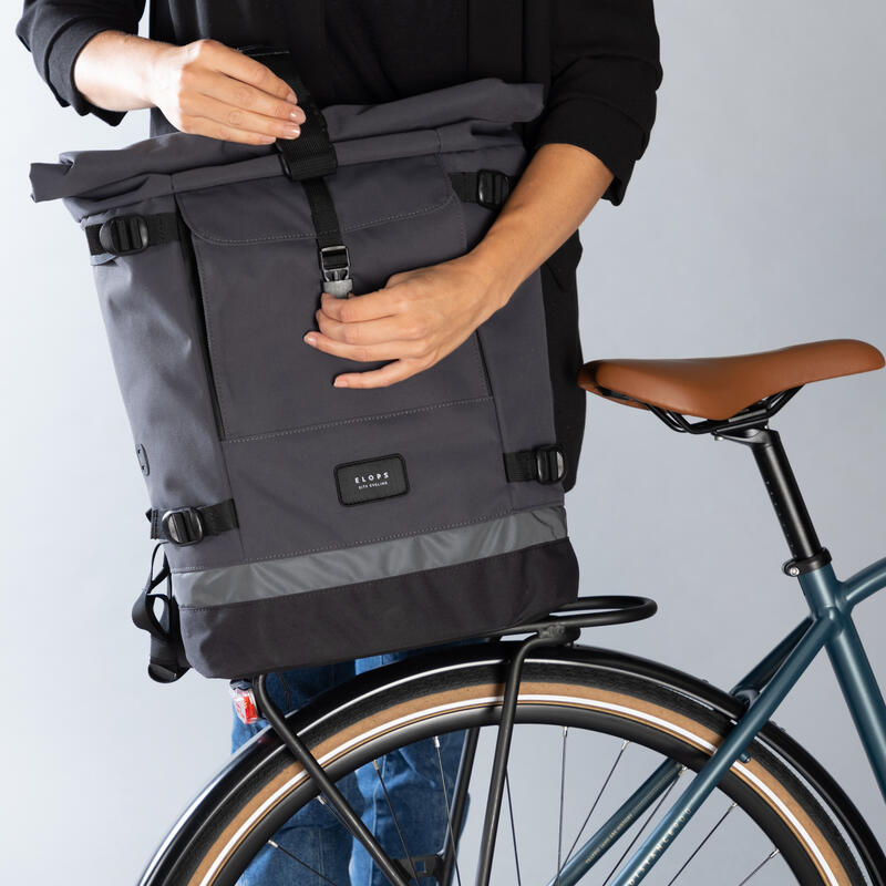 Mochila - alforjas para portaequipajes bicicleta 25 L Elops gris