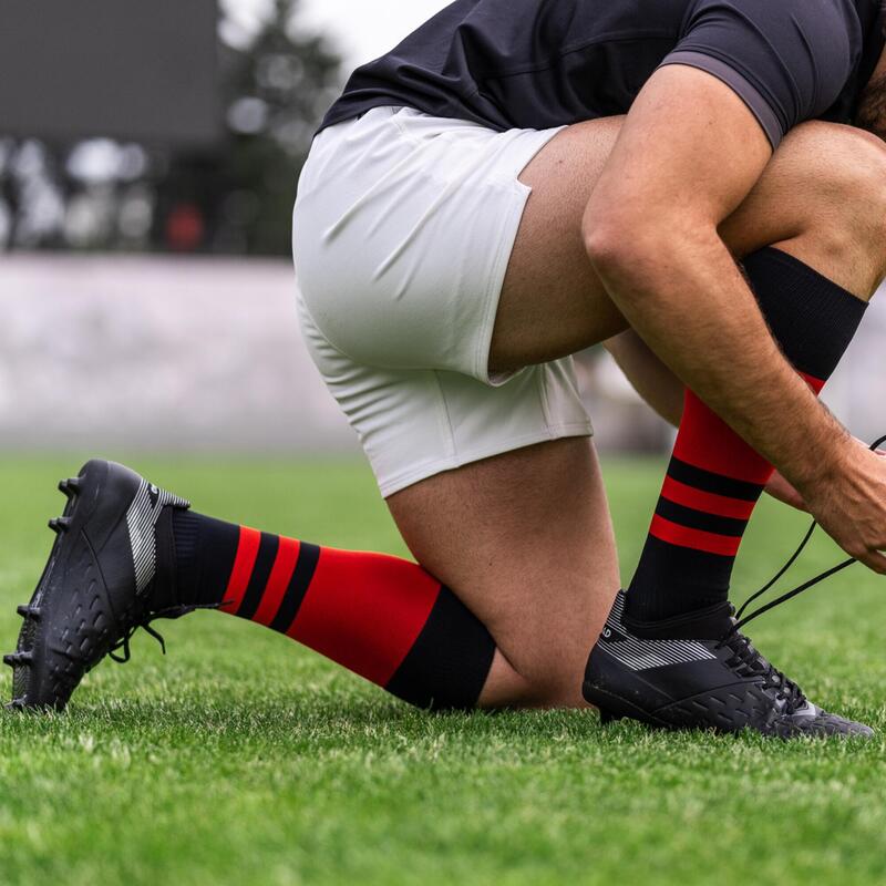 Botas de rugby con tacos fijos terreno seco Hombre - ADVANCE 500 FG negro gris