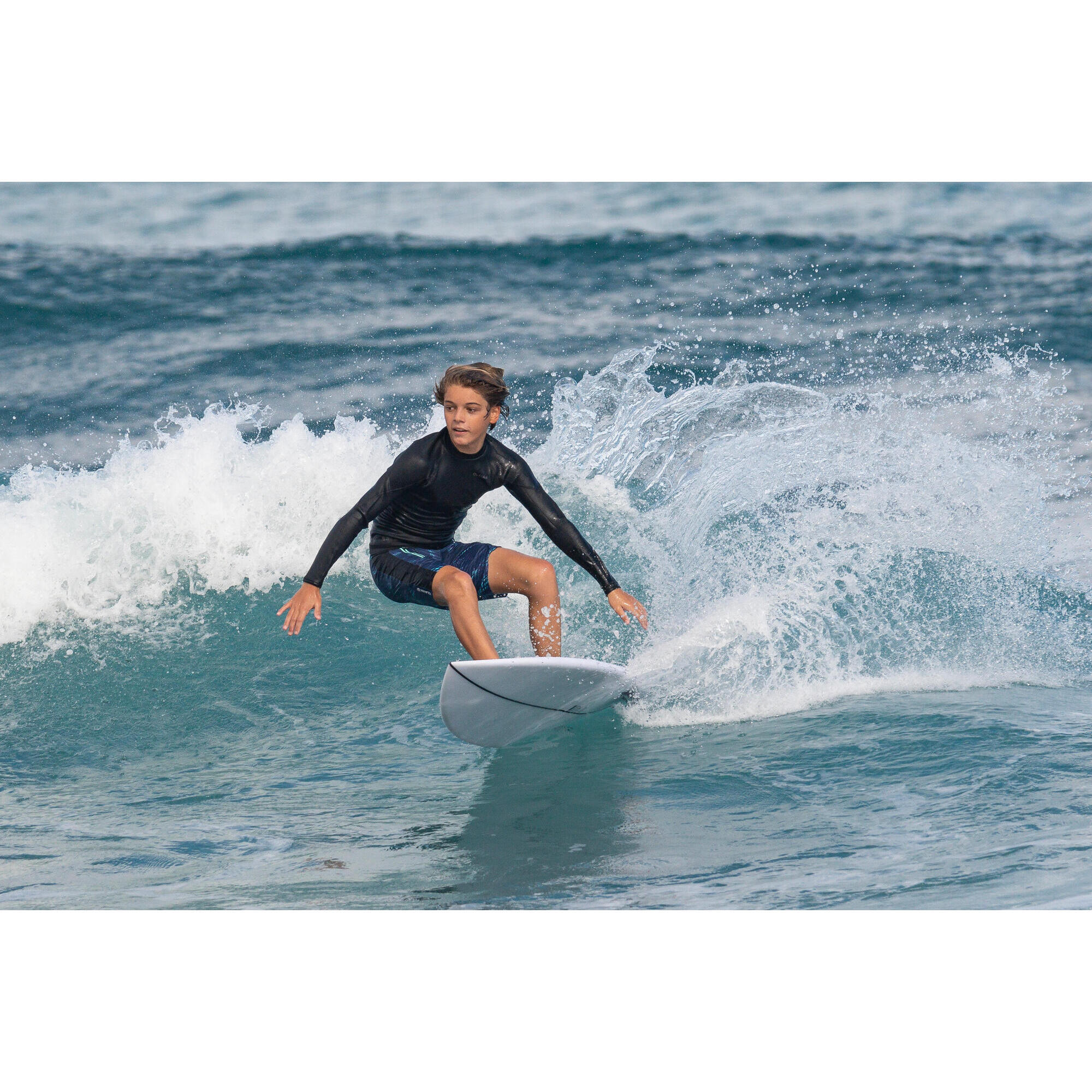 Boardshort swimsuit for boys 950L TWEEN NAVY