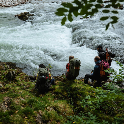 Paar Kajak Touring Fluss