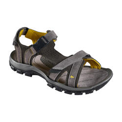 LEATHER HIKING SANDALS - NH120 - GREY - MEN