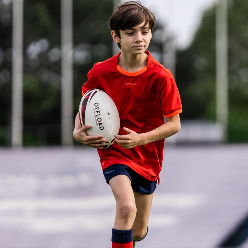 MAILLOT MANCHES COURTES DE RUGBY R500 ENFANT ROUGE