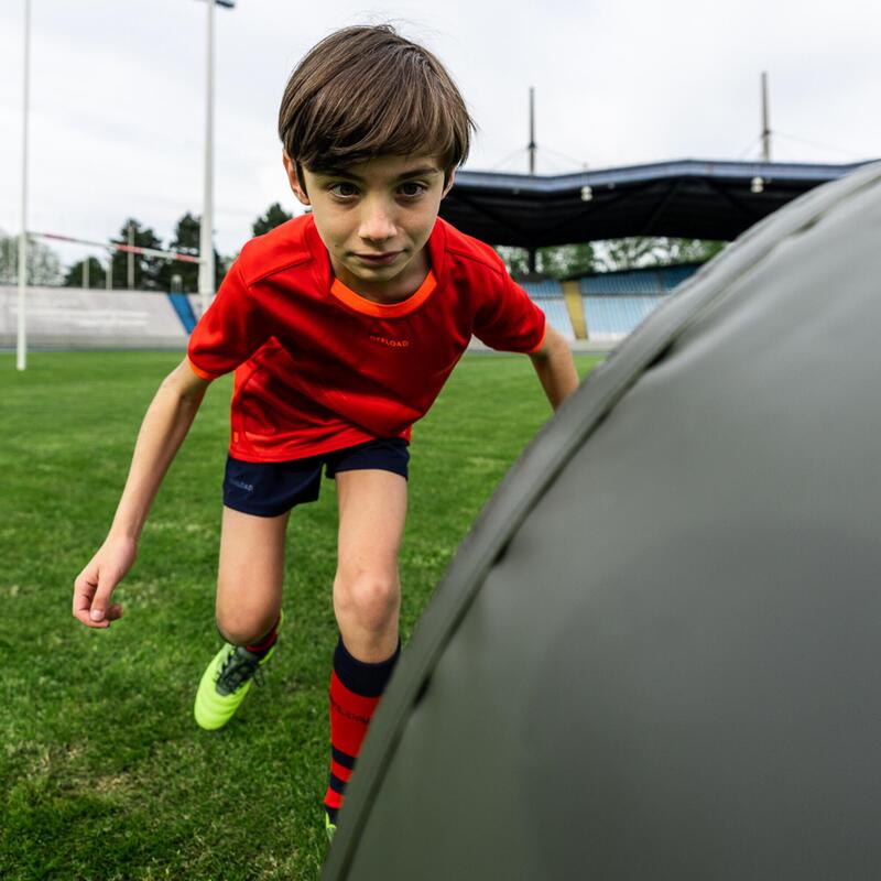 MAILLOT MANCHES COURTES DE RUGBY R500 ENFANT ROUGE