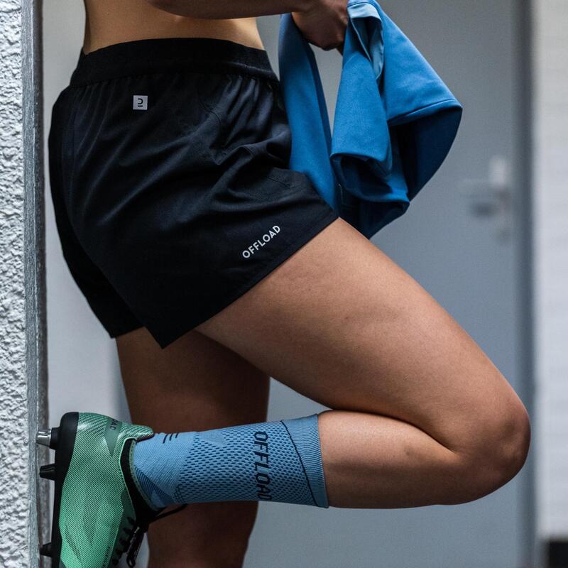Pantalón corto de Rugby Mujer Offload R500 negro