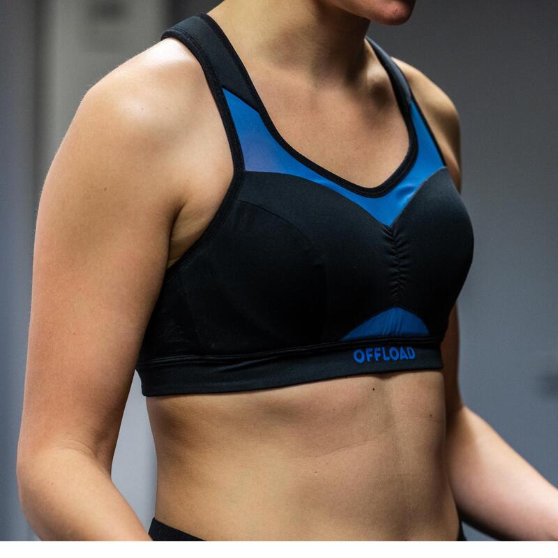 Brassière de rugby Femme - R500 noir bleu