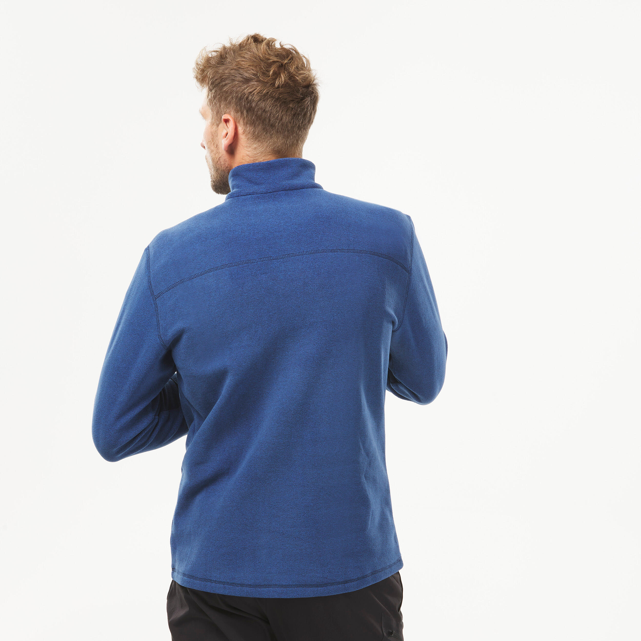 Men Sweater Half-Zip Fleece for Hiking MH100 Deep Blue