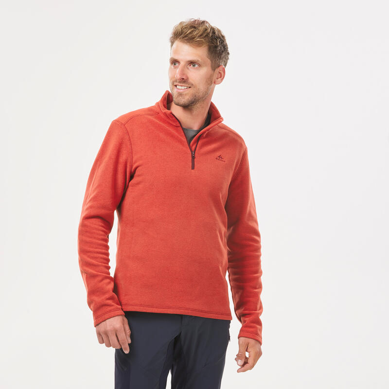 Forro polar de montaña y trekking media cremallera Hombre   Quechua MH100 azul