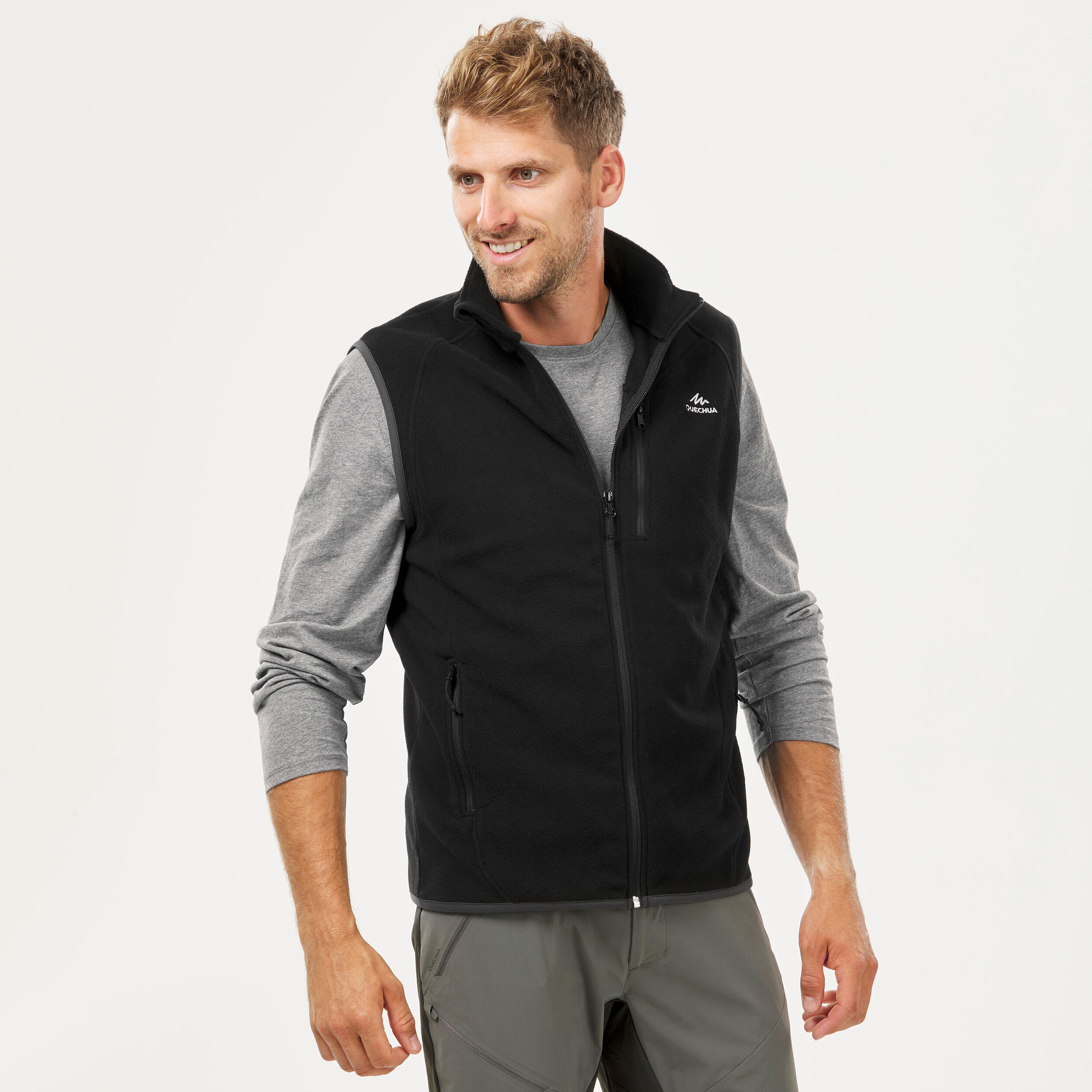 QUECHUA Chaleco polar de montaña y trekking Hombre MH120 negro