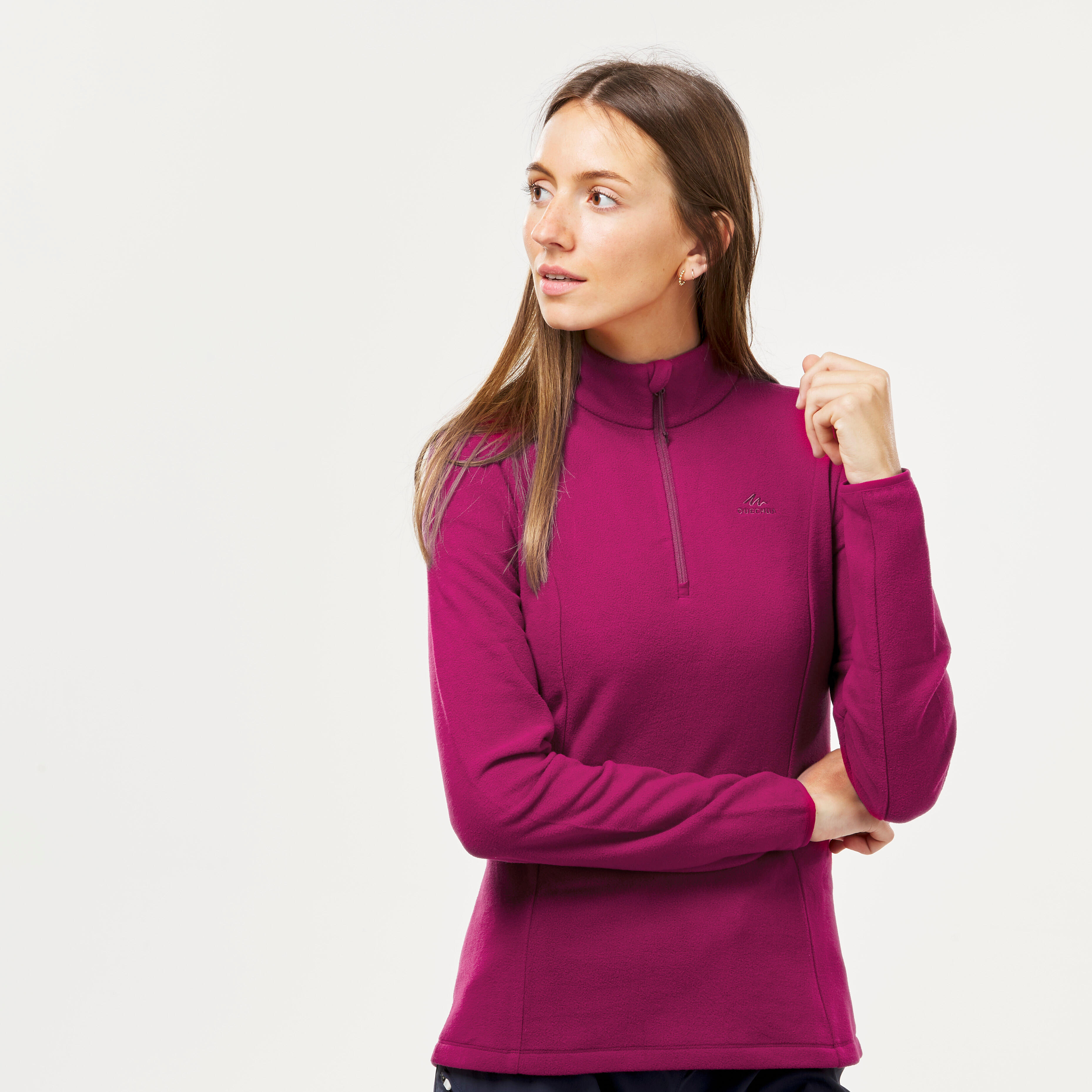 Women's Fleece Hiking Sweatshirt - MH 100 Pink - Beetroot - Quechua -  Decathlon