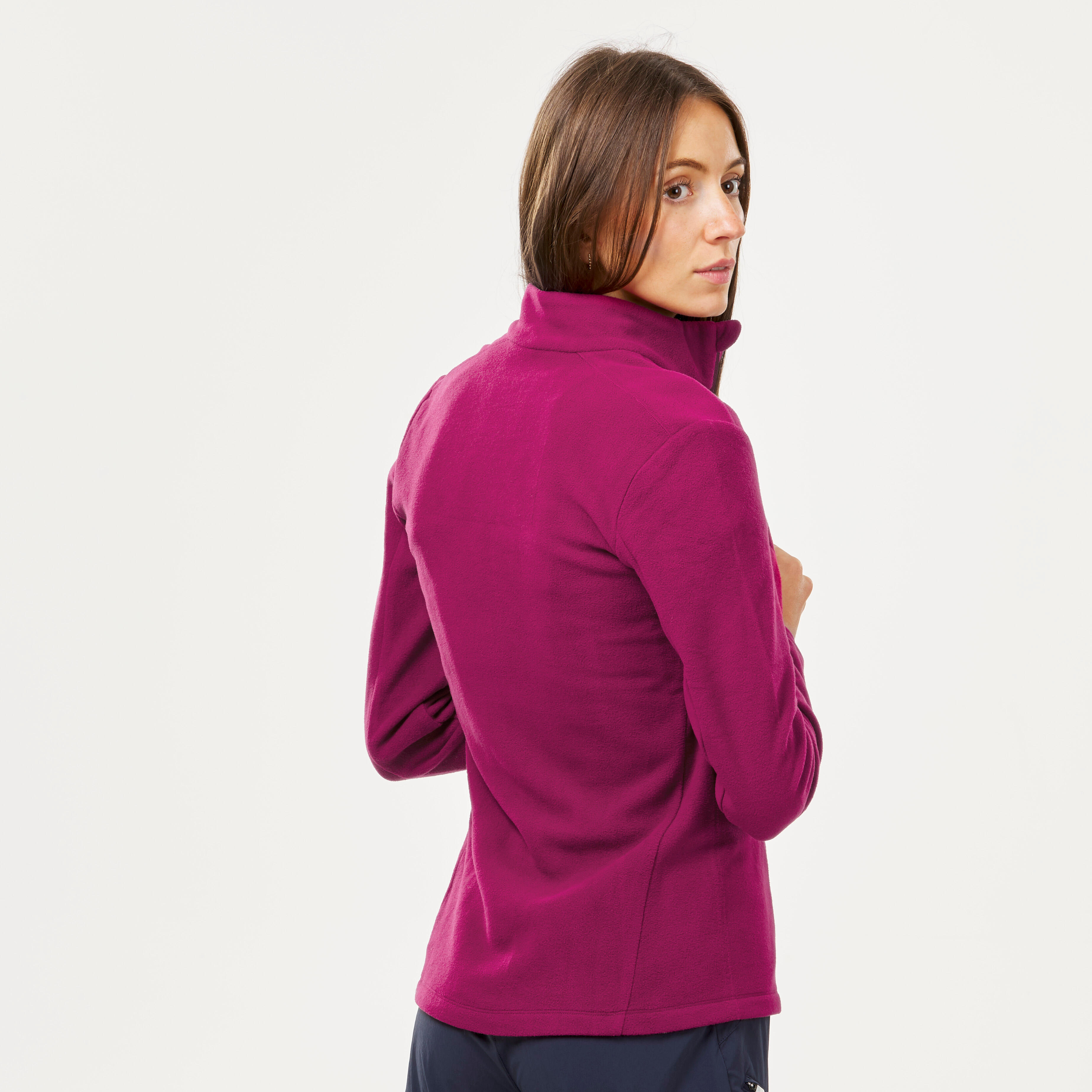 Women's Fleece Hiking Sweatshirt - MH 100 Pink - Beetroot