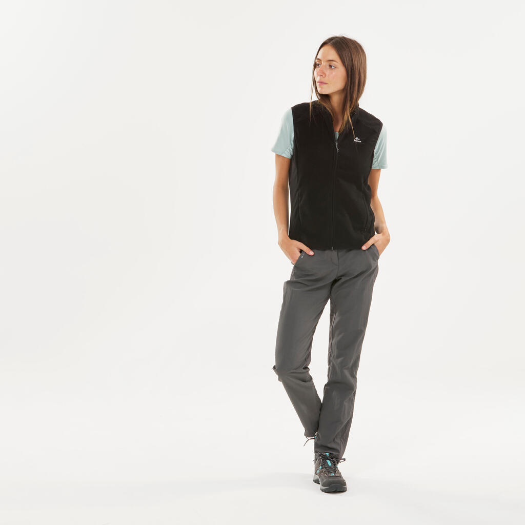 Gilet polaire de randonnée montagne femme, MH100 noir