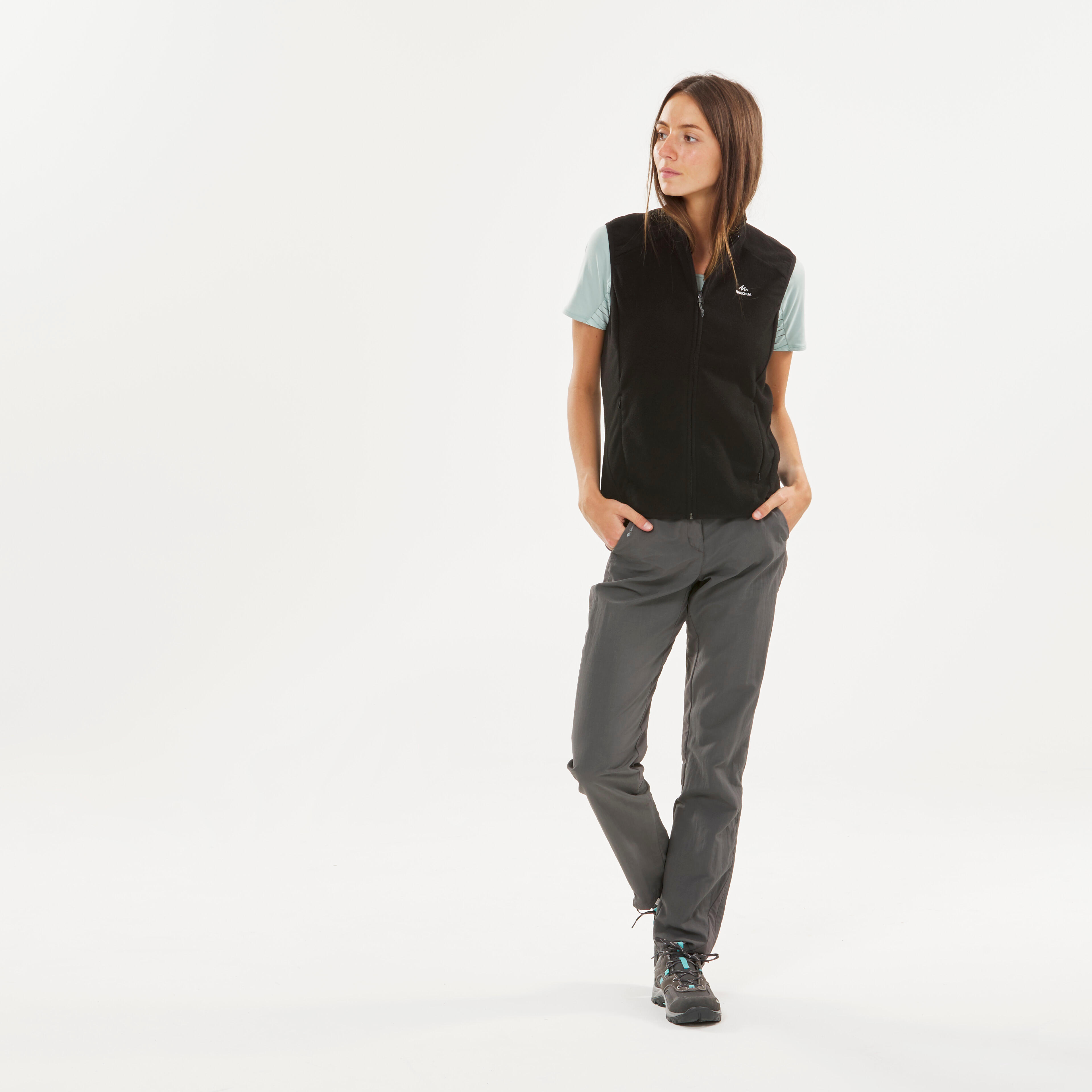 Women’s Fleece Hiking Vest - MH 120 Black - QUECHUA