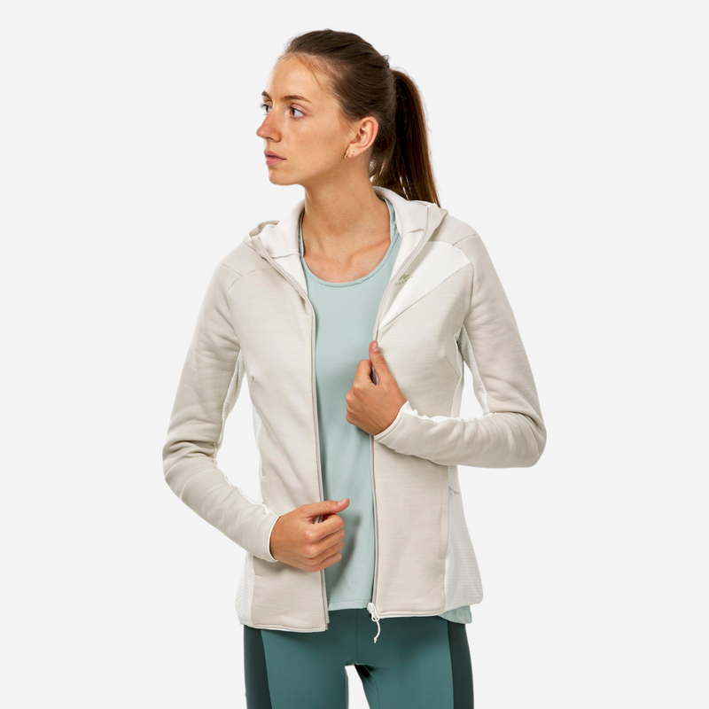 Veste polaire fine de randonnee MH520 Light Blanc Femme pour les clubs et collectivites Decathlon Pro