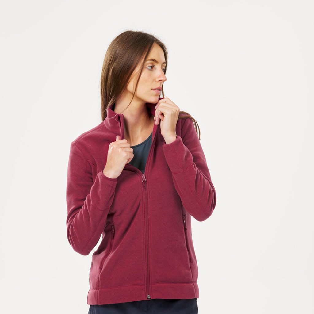 Fleecejacke Damen Wandern - MH120 rot