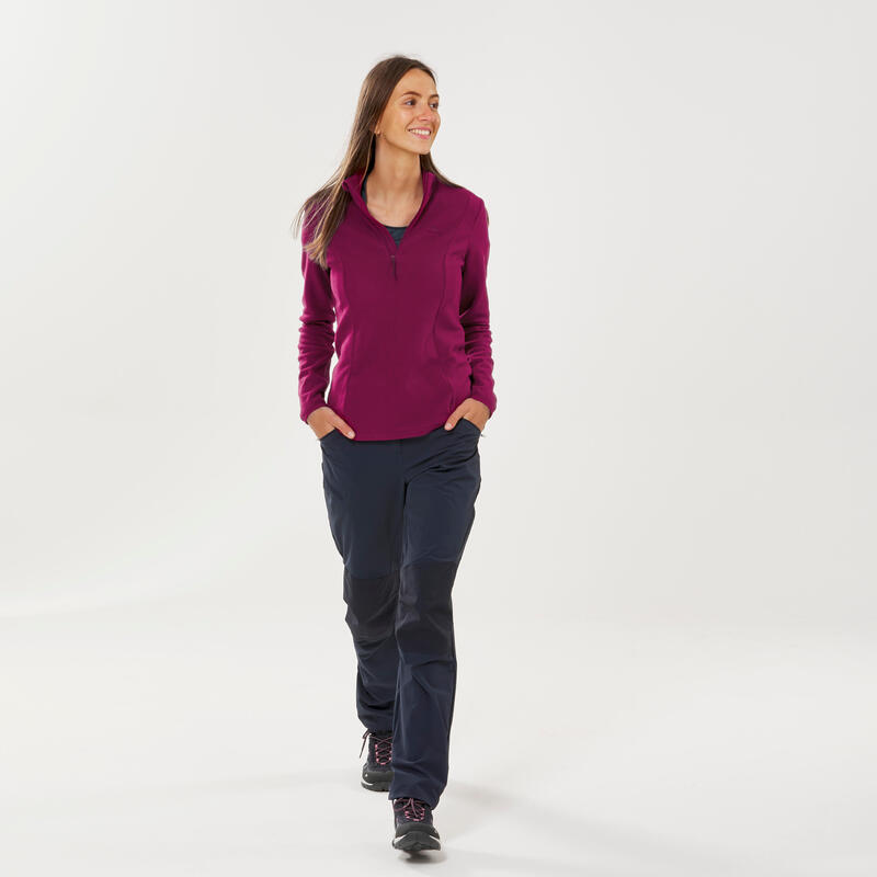 Fleecepullover Damen Wandern - MH100 violett