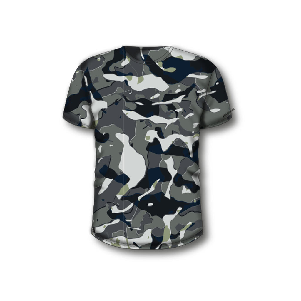Poľovnícke tričko s krátkym rukávom 100 s maskovacím motívom WL V1 sivé