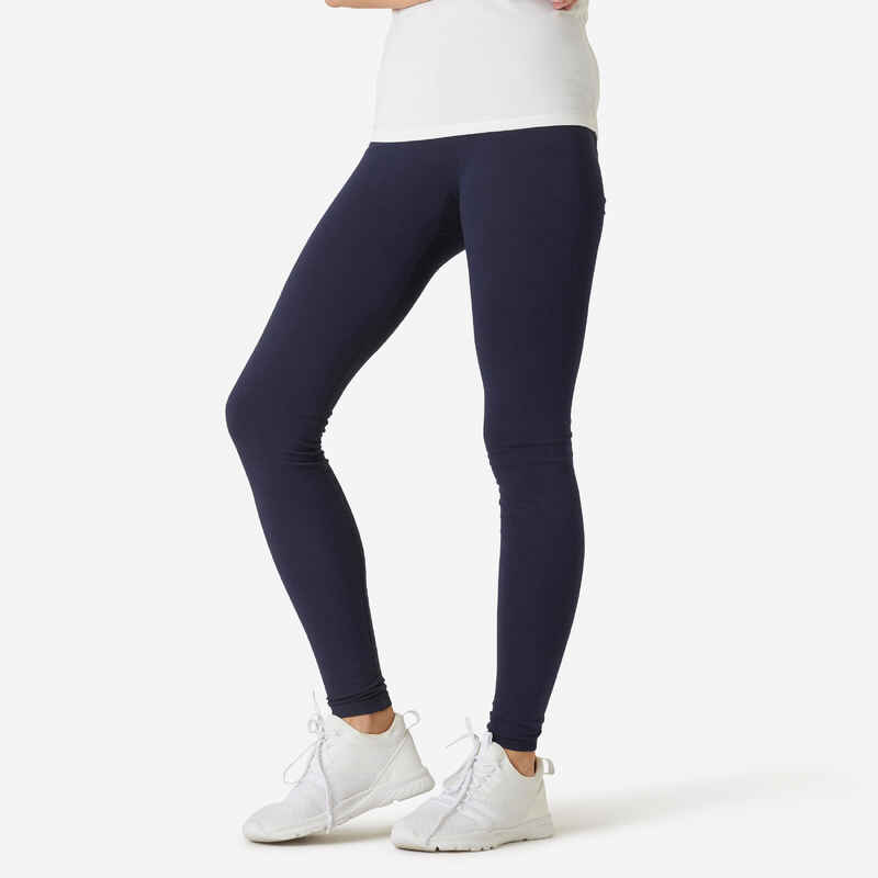 Women's Slim-Fit Fitness Leggings Fit+ 500 - Navy Blue - Decathlon