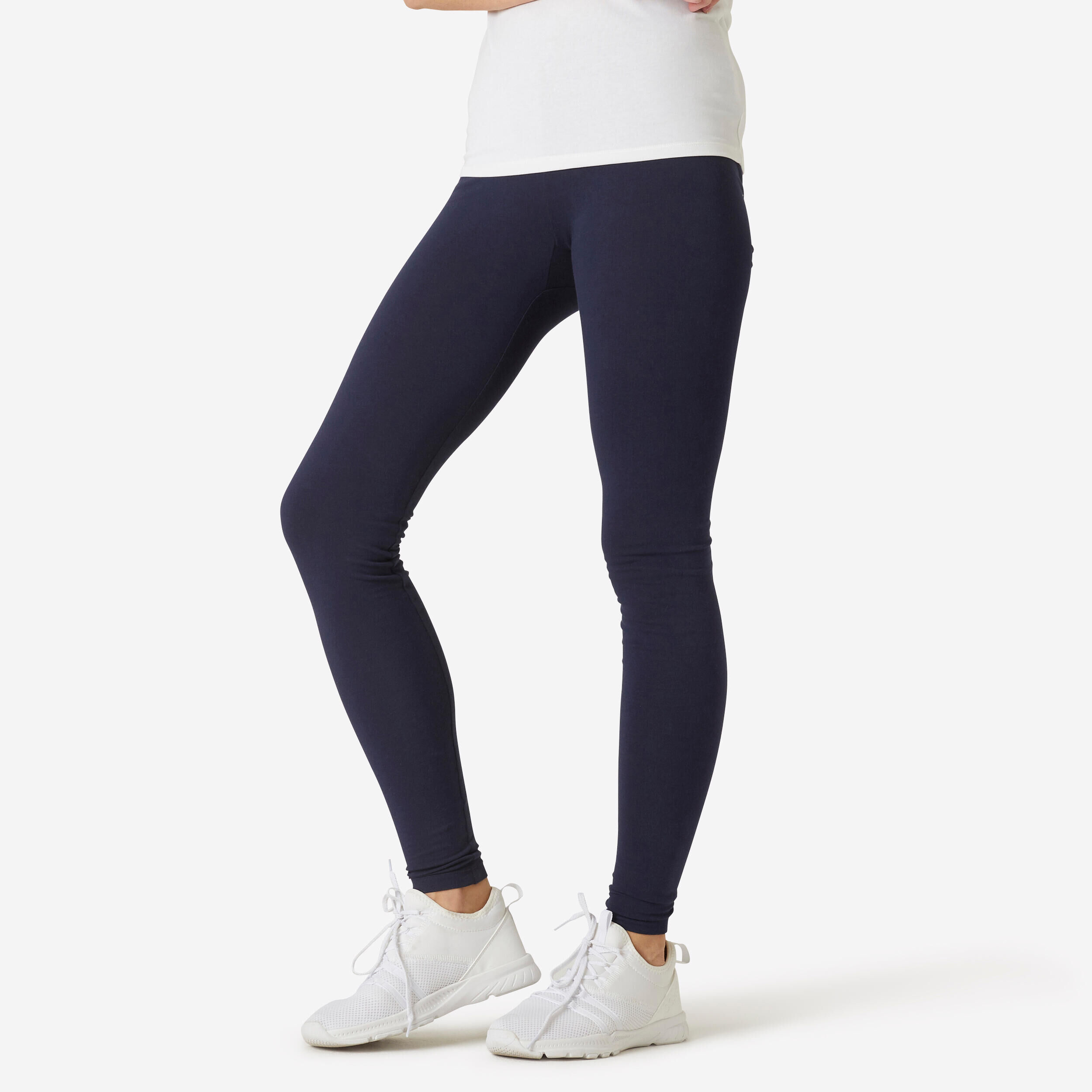 DOMYOS Women's Slim-Fit Fitness Leggings Fit+ 500 - Navy Blue
