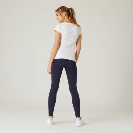 Women's Slim-Fit Fitness Leggings Fit+ 500 - Navy Blue