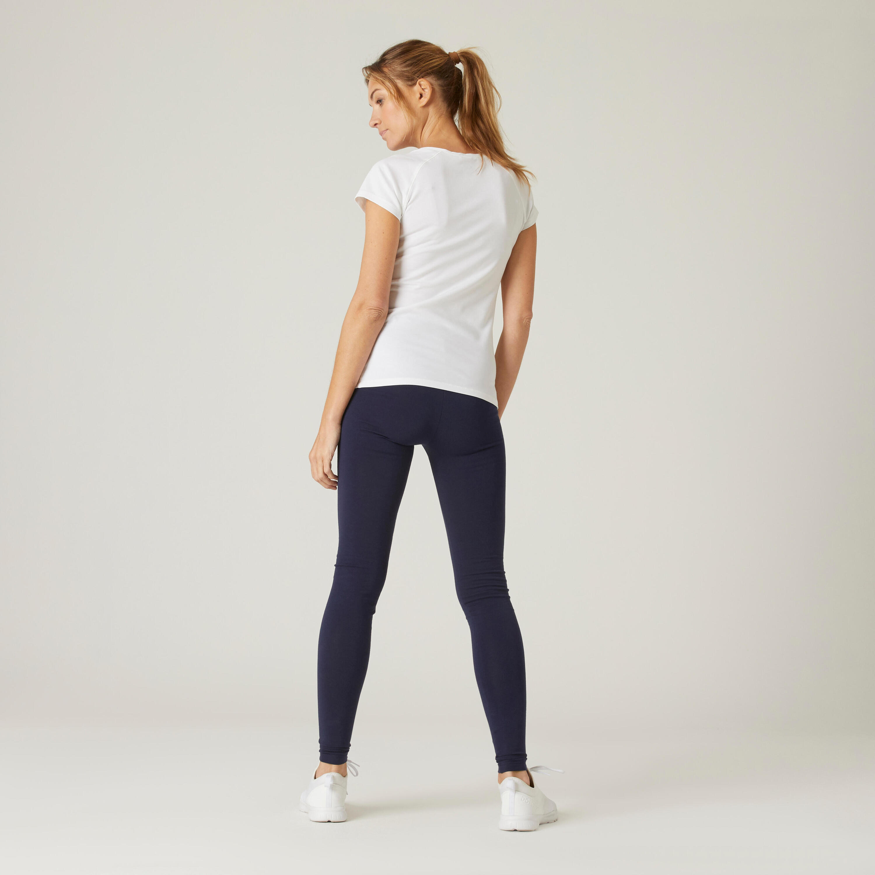 Women's Slim-Fit Fitness Leggings Fit+ 500 - Navy Blue 3/6