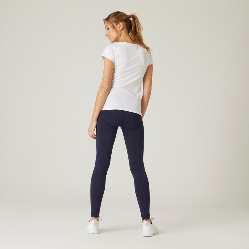 Fitnesslegging voor dames Fit+ 500 slim fit marineblauw