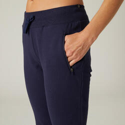 Pantalón jogger fitness ajustado algodón con bolsillos Mujer Domyos 520  DOMYOS | Decathlon