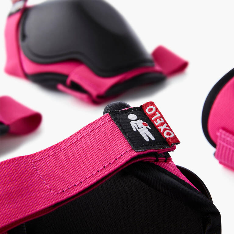 Perlengkapan Pelindung 100 Skuter Skateboard Anak 3 in 1- Pink