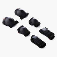 Kids' 2 x 3-Piece Skating Skateboard Scooter Protective Gear 100 - Black