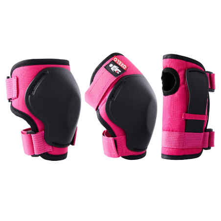 Protecciones Patines Niños Rodilleras Coderas y Muñequeras Oxelo Rosa